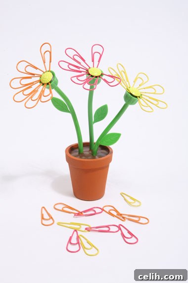 Charming daisy-themed desk organiser for paperclips