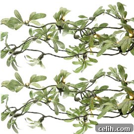 misteltoe-string-lights Christmas home mistletoe decoration