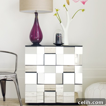 Designer one of a kind mirror drawers