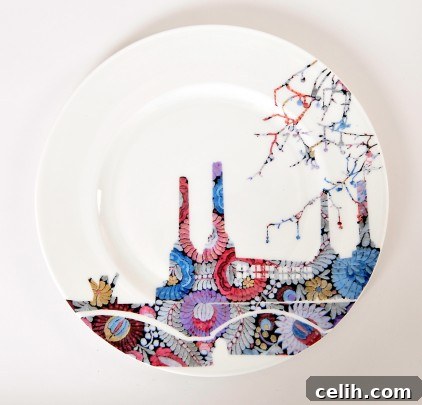 snowden-flood-battersea Designer Battersea Embroidery Ceramic Plate by Snowden Flood