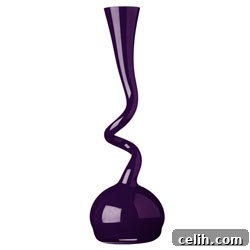 Normann Swing Unique Vase Dynamic Normann Swing unique glass vase in purple, hand-blown for modern homes