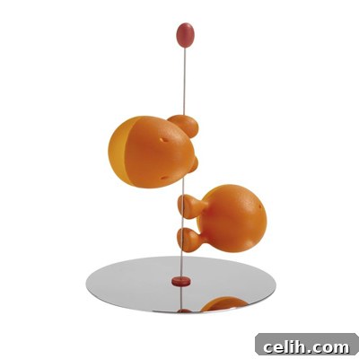 Innovative and fun resin cruet set with magnetic characters by Alessi