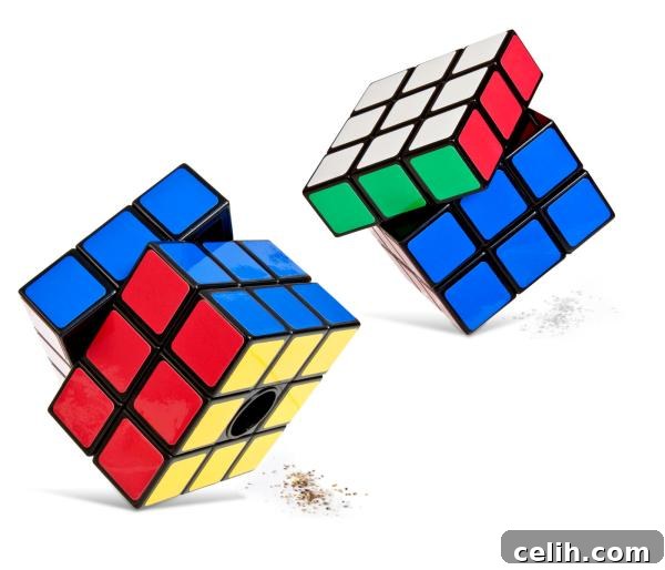 Funky Rubik's Cube design cruet condiment mills, a nod to the 80s