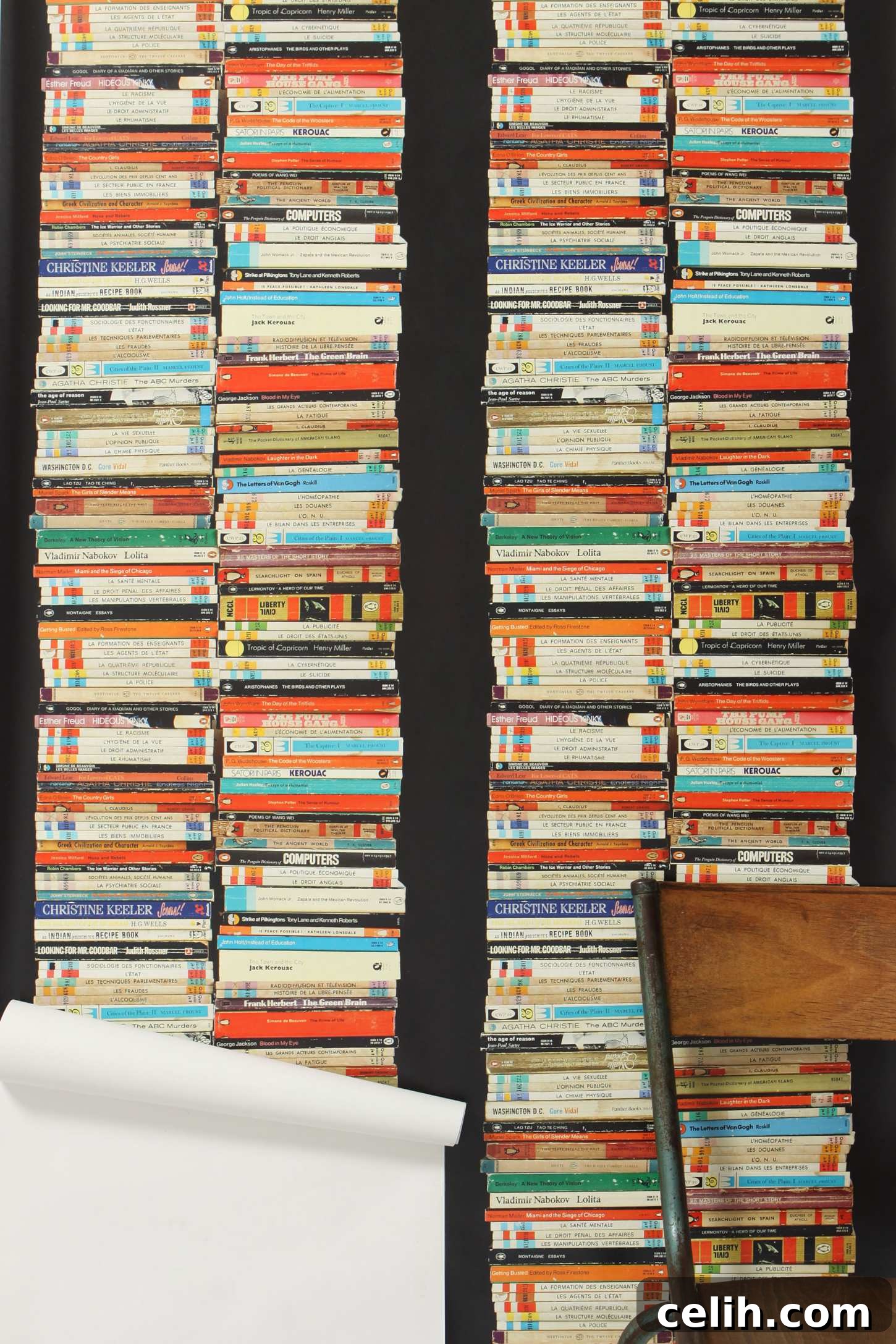 Tracey Kendall book wallpaper featuring stacked paperbacks