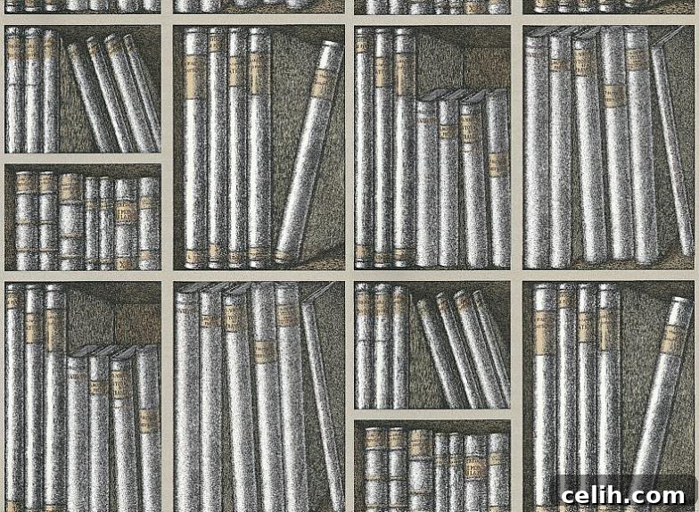 Traditional Bookshelf Design Wallpaper from Cole & Sons
