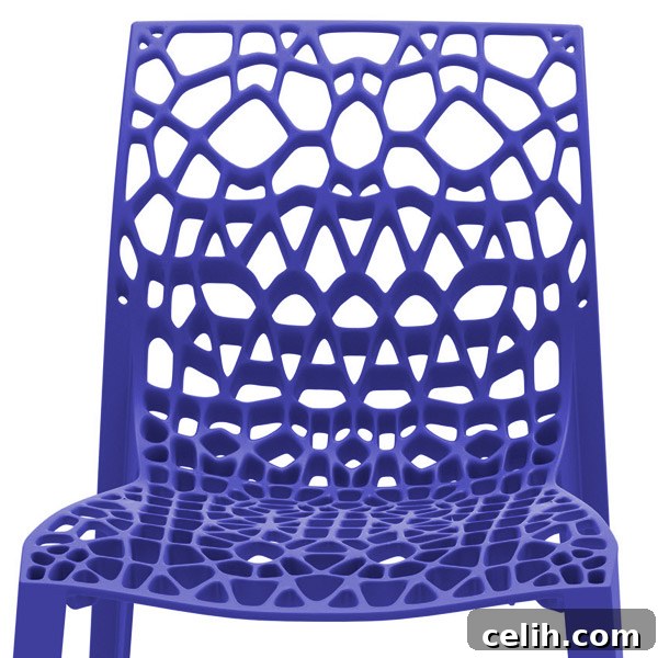 Vibrant blue coral designer recycled chair
