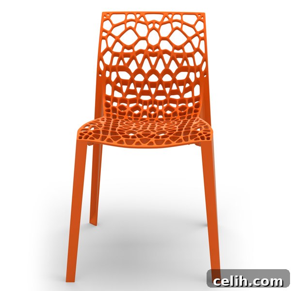 Bright orange designer recycled coral chair