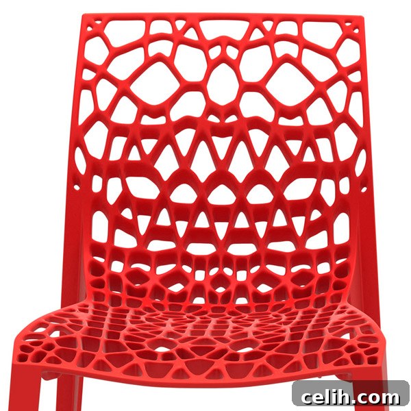 Bold red coral designer recycled chair modern seat