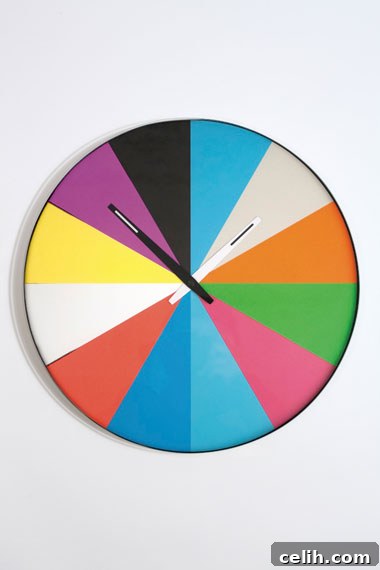 thomas-bucheim-flat-silent-clock Multi coloured wheel design wall clock by Thomas Bucheim