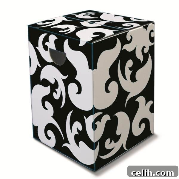 Cardboard Palazzo Monochrome Stool - Modern Style Black and white monotone furniture seat - elegant and minimalist Palazzo cardboard stool.