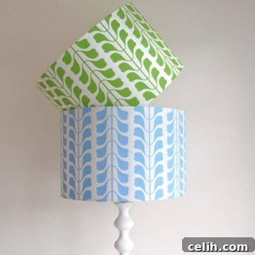 Vibrant Osborne and Little fresh modern leaf design fabric for lampshades