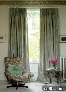 Luxury silk pencil pleat curtains