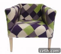 Melanie Porter unique contemporary chairs, Jack the hand-stitched knitted tub chair