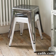 tolix-short-metal-french-bar-stool Contemporary metal home or garden stool