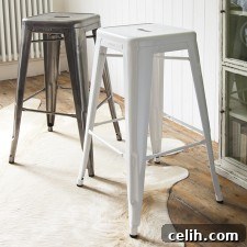 tolix-tall-metal-shiny-bar-stool Contemporary shiny metal bar stool