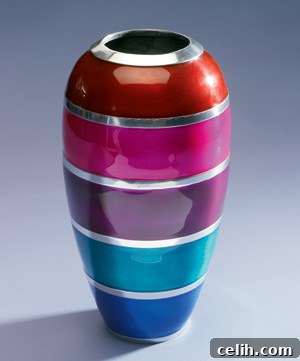 Vibrant Recycled Aluminum Enamel Vase Striking Fair Trade Enamel Vase made from recycled aluminum