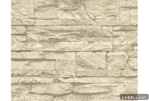 Create a realistic stone wall look in your home with affordable wallpaper