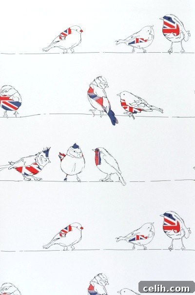 Stylish and quirky birds of a feather wallpaper by Albany