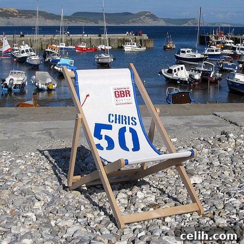 Unique deck chair made from heavy-duty recycled yacht sails, featuring a personalized design.