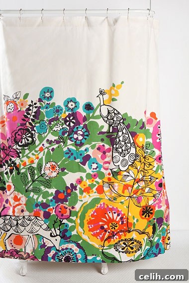 Bright and contemporary bathroom shower curtain