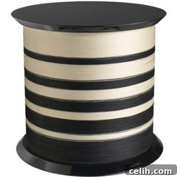 Elegant black and white spool table by Missoni Home