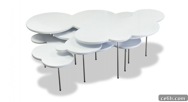 Clouds Coffee Table by Mark Hark: Artistic Furniture Mark Hark's funky contemporary cloud coffee table design in a modern setting
