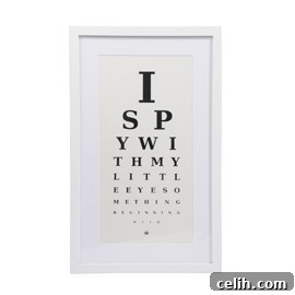 Intriguing 'I Spy' eye chart print from Heal's, offering creative wall art for modern homes