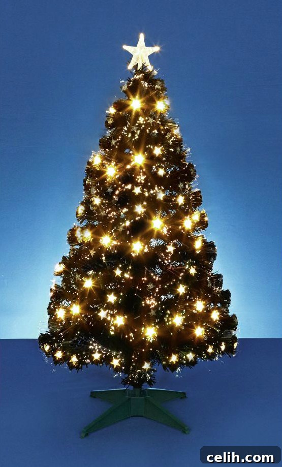Beyond Traditional: 10 Stunning Modern Christmas Tree Designs 6 Fed up with green trees? Be bold, and go for black! This one is even pre-lit with star lights.