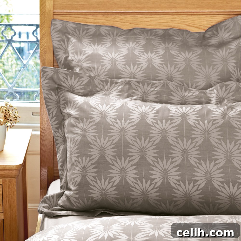 Luxury Palm Cappuccino Linen bedding for sophisticated bedrooms
