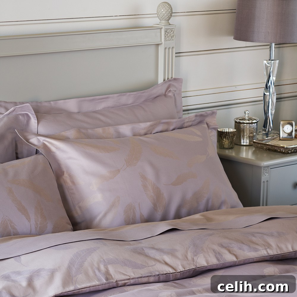 Luxury Feathers Lilac Linen bedding for a serene bedroom