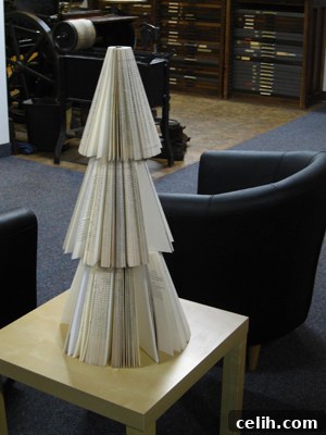 Recycled Christmas book tree decoration