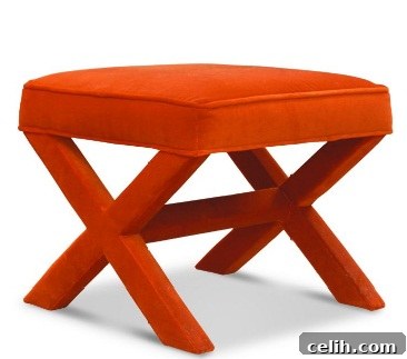 Jonathan Adler X-Bench in Vice Tangerine Designer x-bench in vice tangerine by Jonathan Adler for contemporary interiors