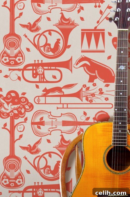 Mini Moderns Pet Sounds Harvest Orange Wallpaper Designer Pet Sounds harvest orange wallpaper from Mini Moderns