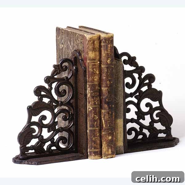 Heavy Duty Cast Iron Bookends - Traditional French Style