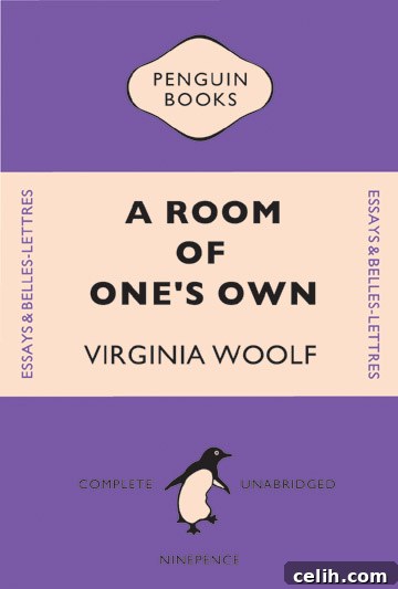 Purple, black, and white tea towel featuring a Penguin book classic cover design