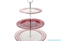 Elegant Red Ceramic Three-Tier Serving Stand
