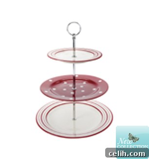 la-red-cake-stand Laura Ashley red three tier cake stand