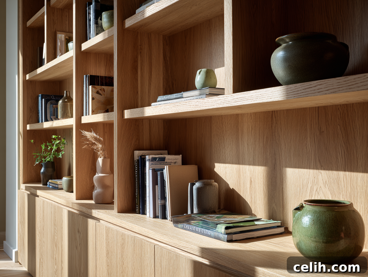 Bespoke oak wooden joinery and custom shelving cabinet