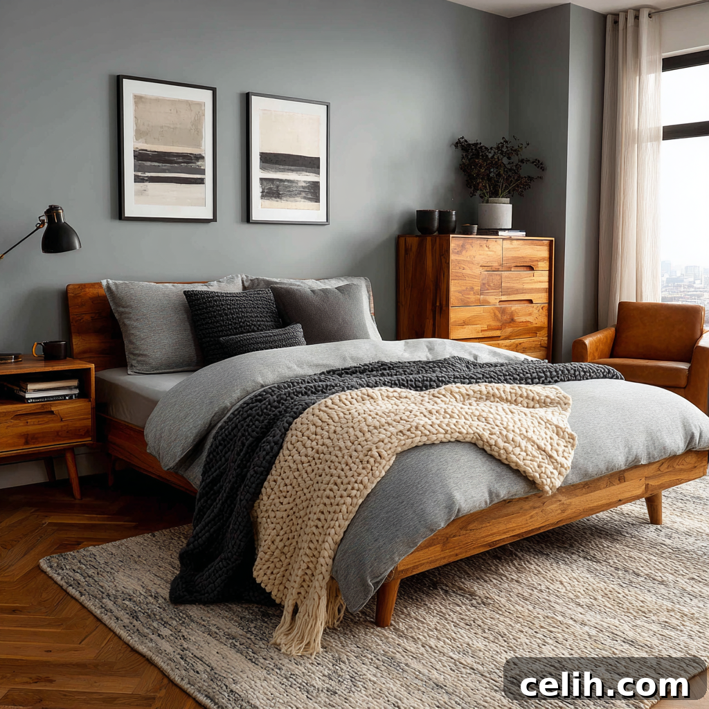 The Anatomy of a Sleep Inducing Bedroom 4 A well-balanced mid-century modern bedroom featuring low-profile furniture to create a sense of spaciousness.