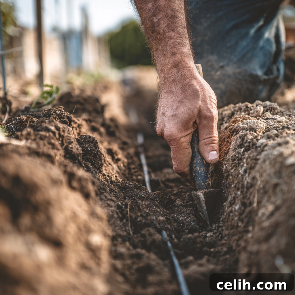 Careful digging around underground cable