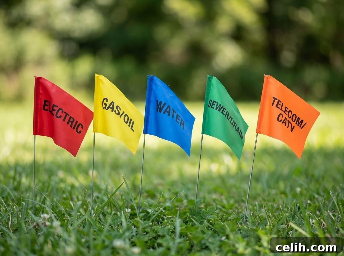 Utility colour markings showing different services