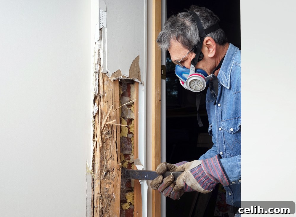 Removing termite damage from wall