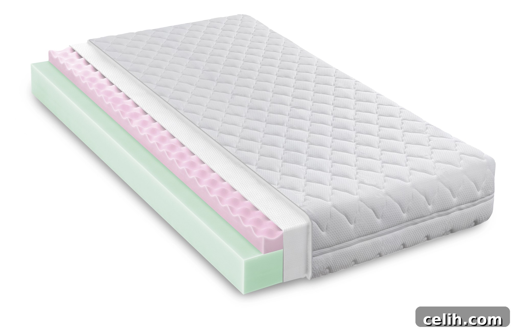 Section of a foam mattress