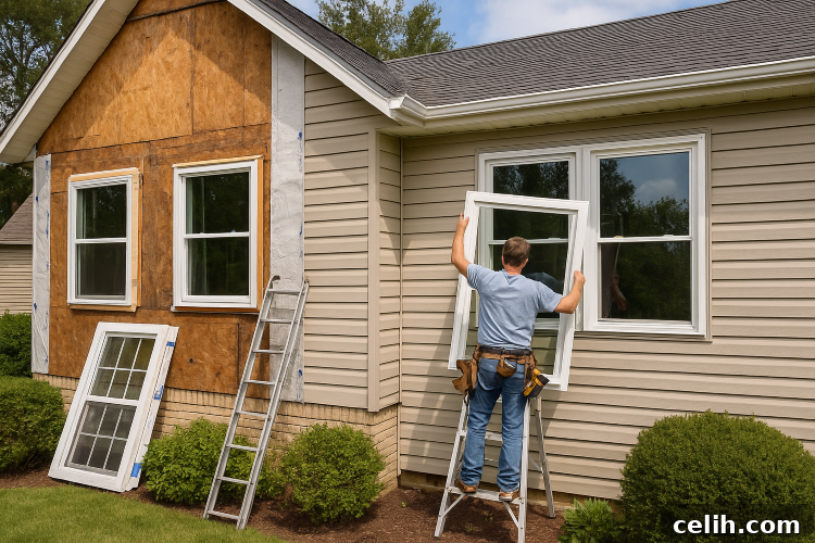 Builder working on a home renovation