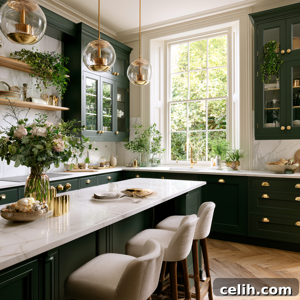 Green shaker style kitchen interior