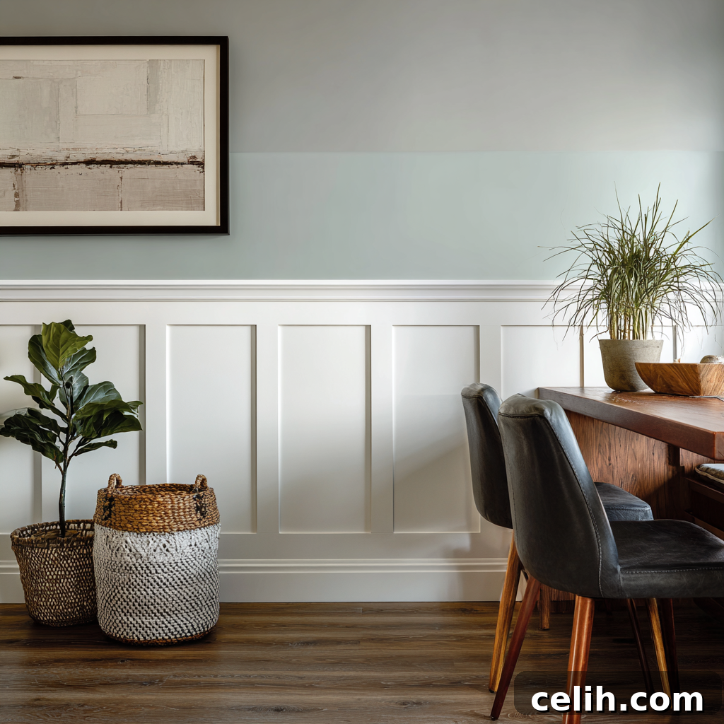 Wainscoting Ideas: Stylish Panel Designs for Any Room 3 Pale sage green wall with wainscoting panels