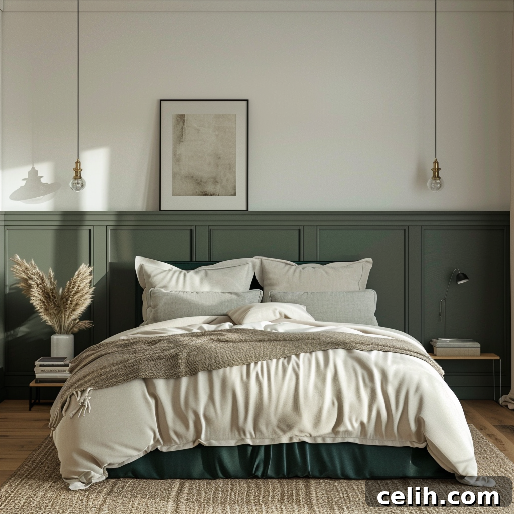 Wainscoting Ideas: Stylish Panel Designs for Any Room 4 Hunter green bedroom with wainscoting panels