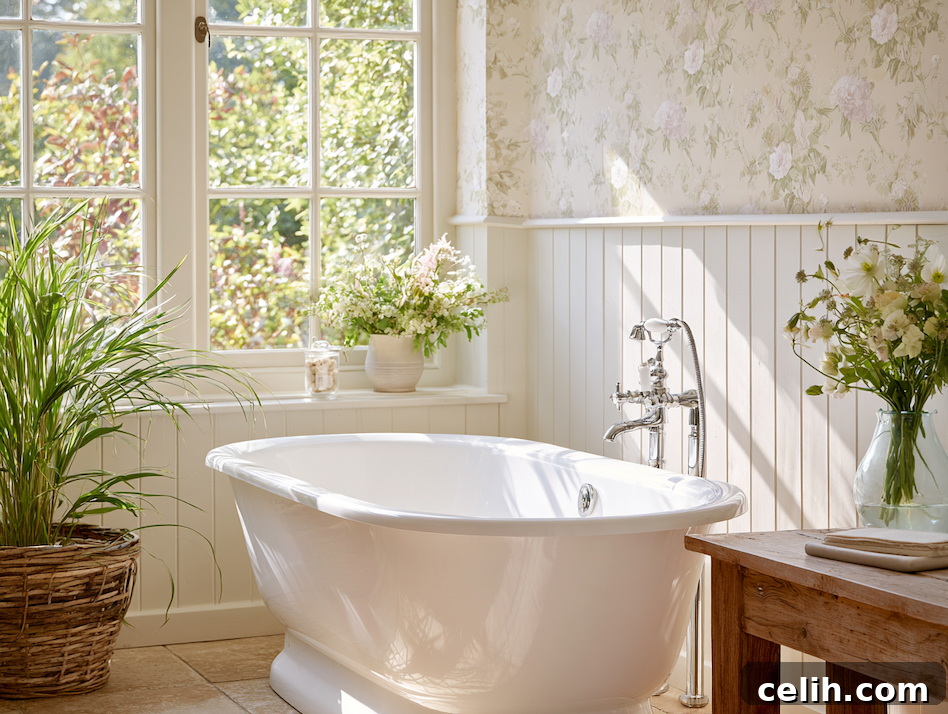 Wallpaper for Bathrooms: What You Need to Know 6 Traditional country cottage bathroom floral wallpaper