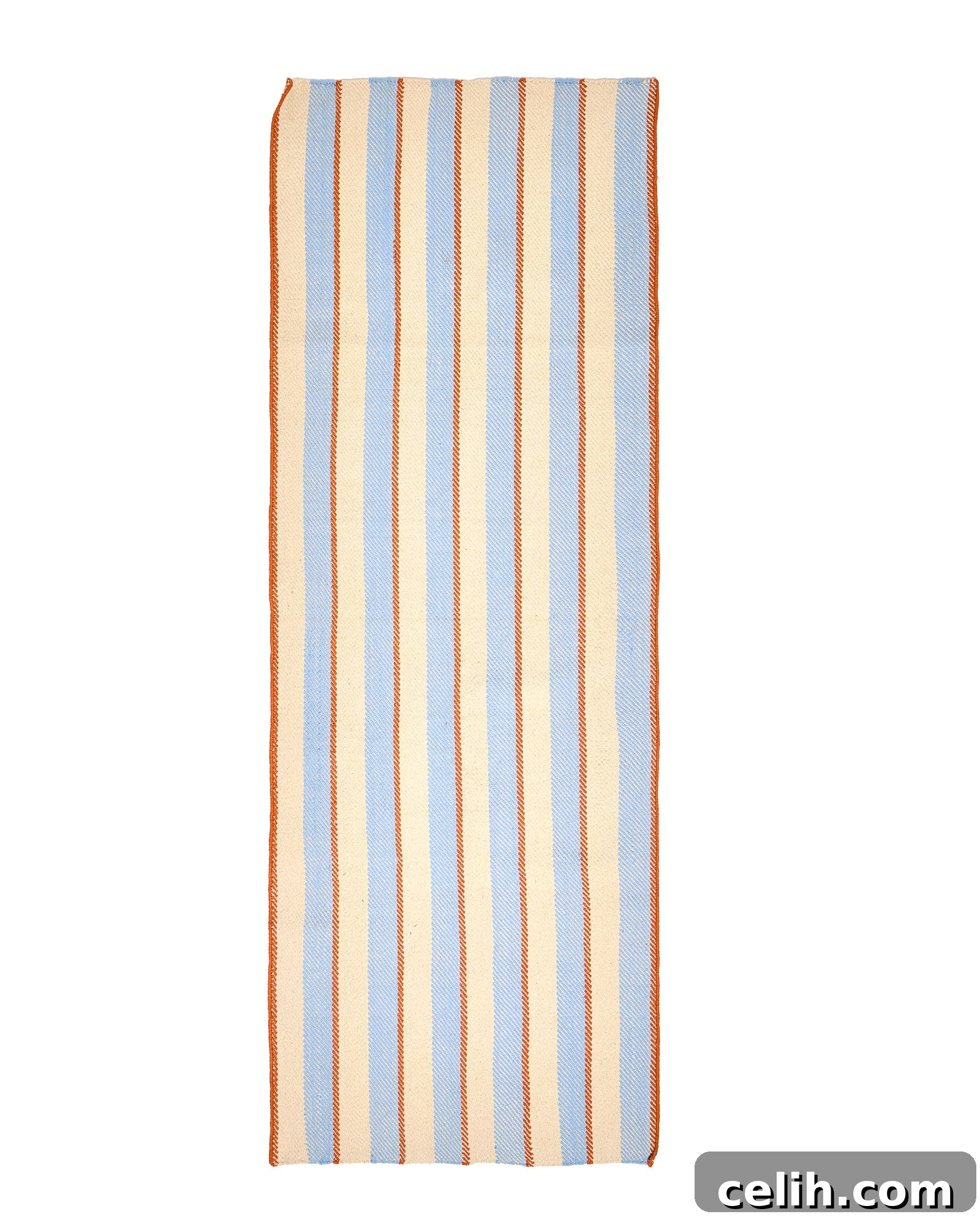 Blue and orange stripe woven runner rug