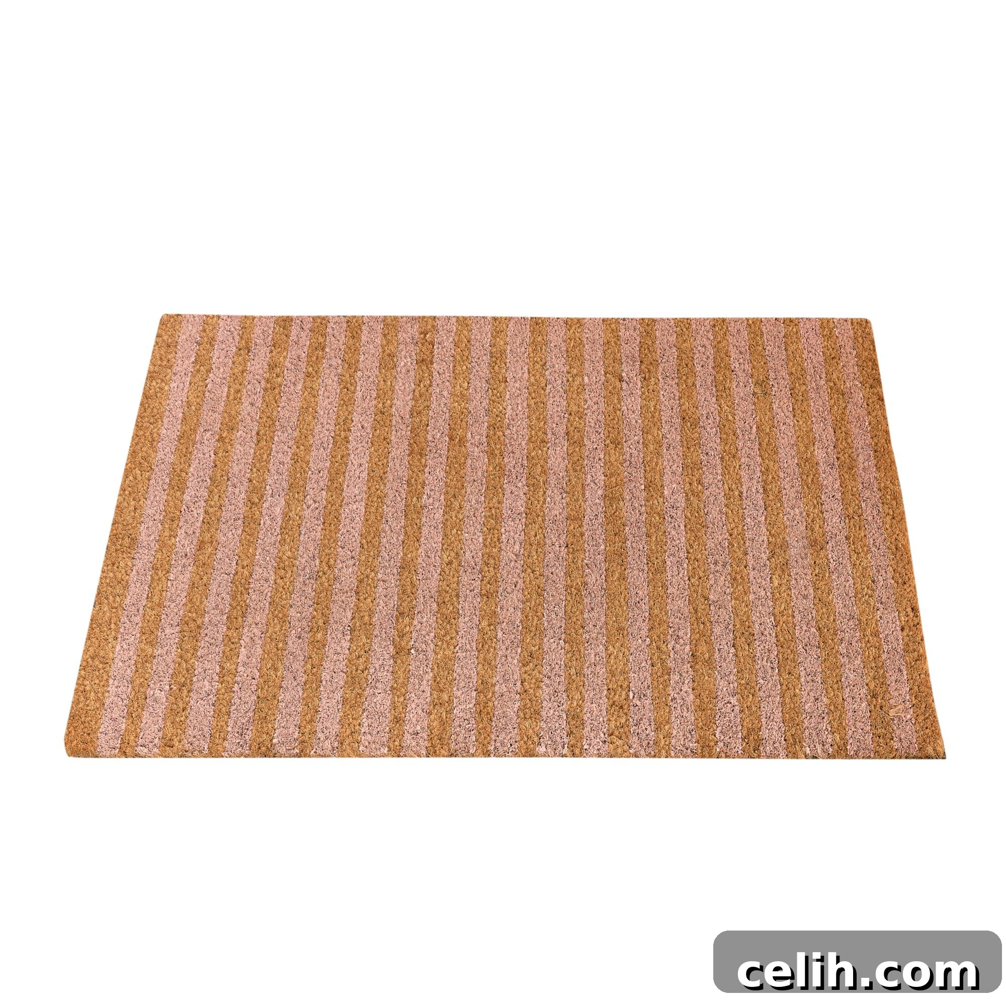 Pink and natural stripe coir door mat